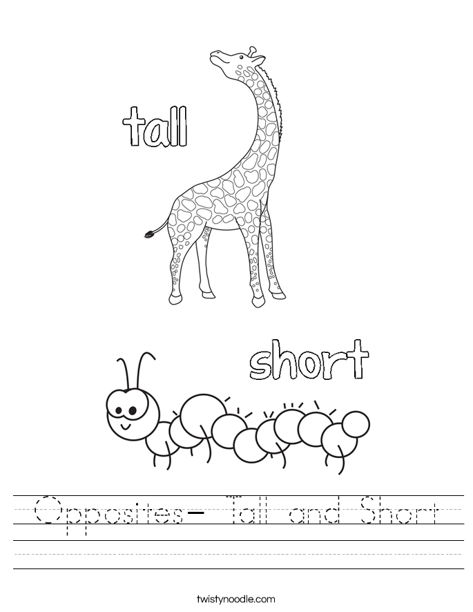 opposites tall and short worksheet twisty noodle