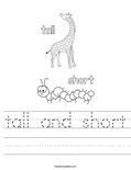 tall and short Worksheet
