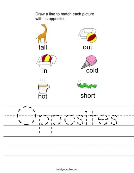 Opposites Worksheet