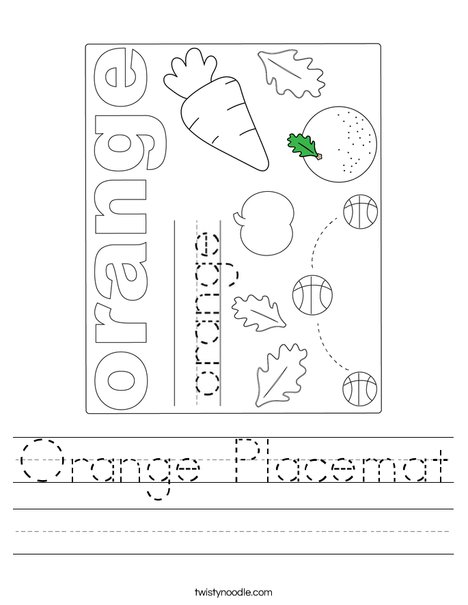 Orange Placemat Worksheet