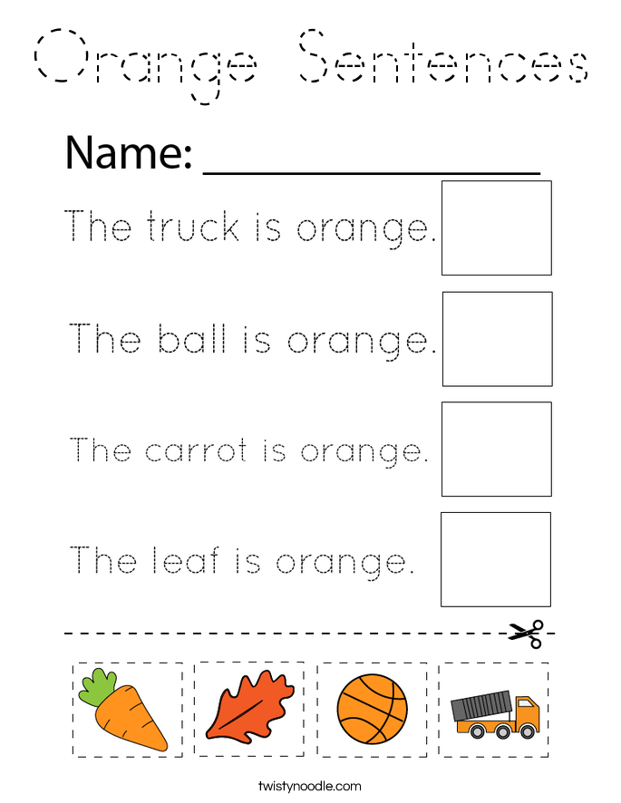 Orange Sentences Coloring Page