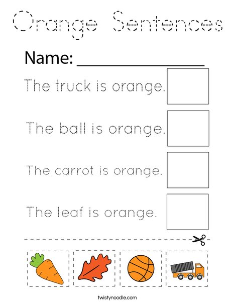 Orange Sentences Coloring Page