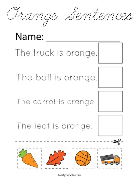Orange Sentences Coloring Page