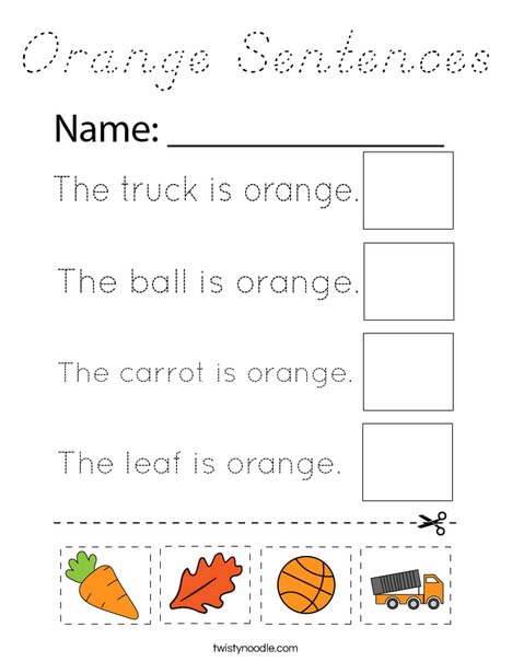 Orange Sentences Coloring Page
