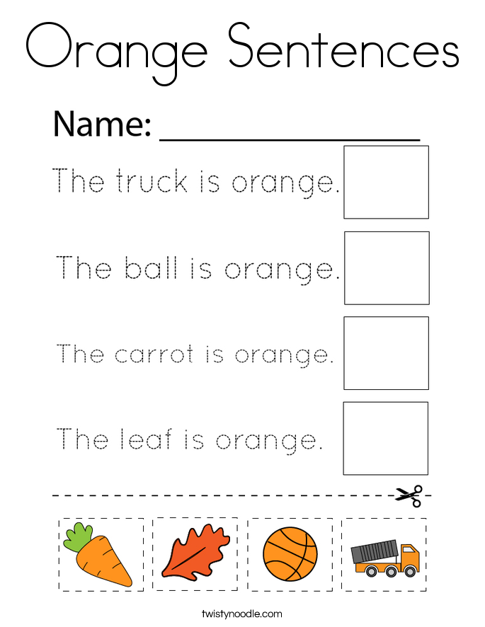 Orange Sentences Coloring Page