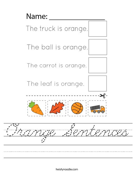 Orange Sentences Worksheet