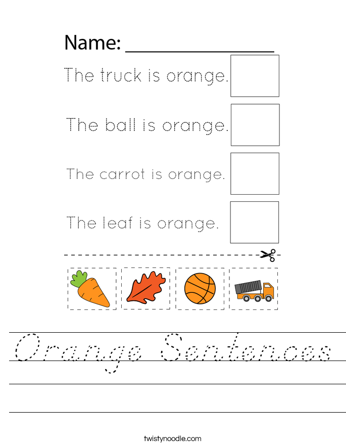 Orange Sentences Worksheet