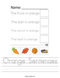 Orange Sentences Worksheet
