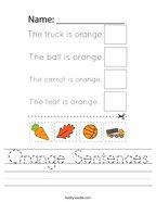 Orange Sentences Handwriting Sheet