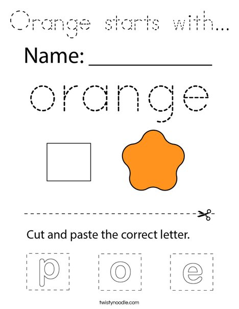 Orange starts with... Coloring Page