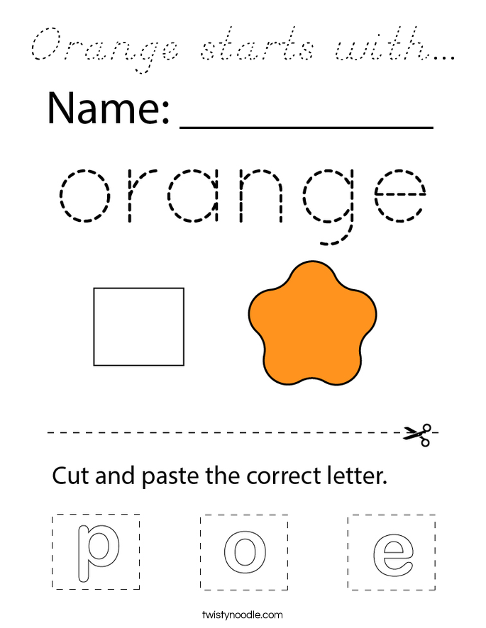 Orange starts with... Coloring Page