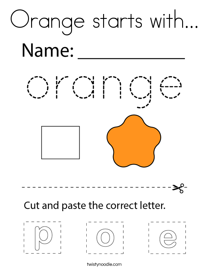 Orange starts with... Coloring Page
