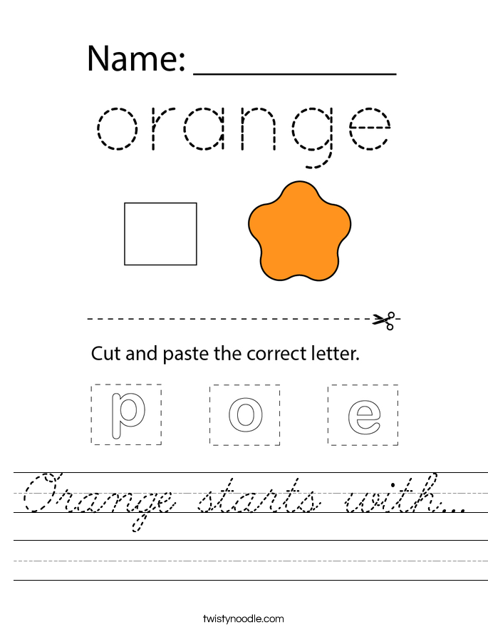 Orange starts with... Worksheet