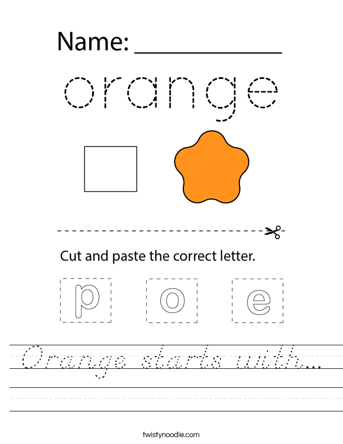 Orange starts with... Worksheet