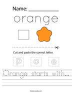Orange starts with Handwriting Sheet