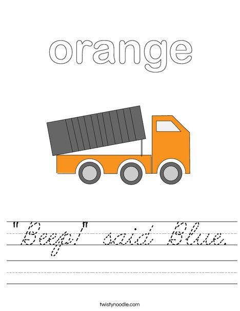 Orange Truck Worksheet