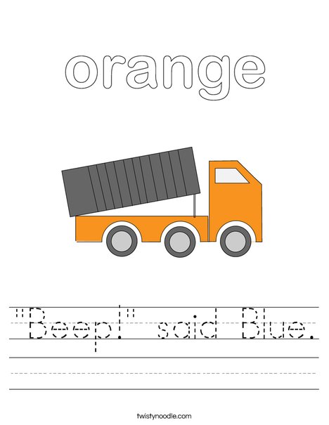 Orange Truck Worksheet