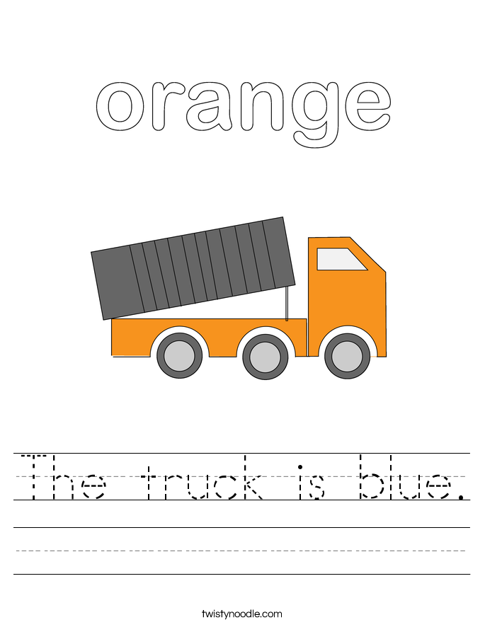 The truck is blue. Worksheet