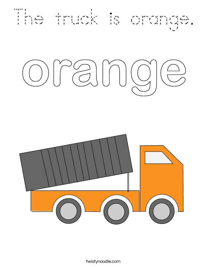 The truck is orange. Coloring Page