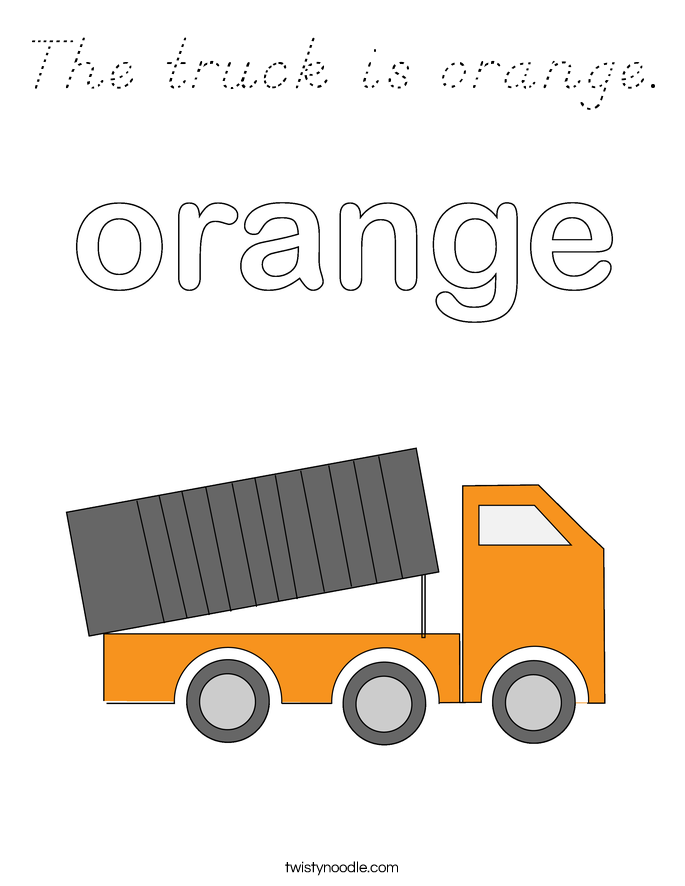 The truck is orange. Coloring Page