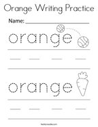 Orange Writing Practice Coloring Page