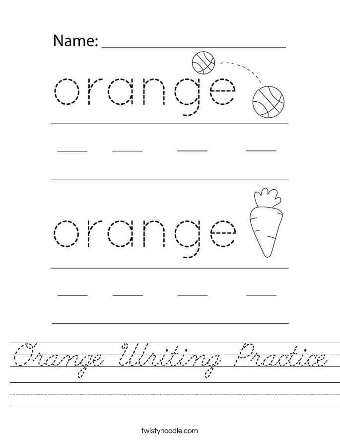 Orange Writing Practice Worksheet