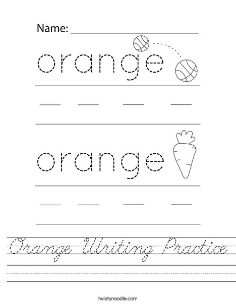 Orange Writing Practice Worksheet