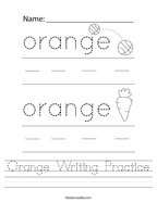 Orange Writing Practice Handwriting Sheet