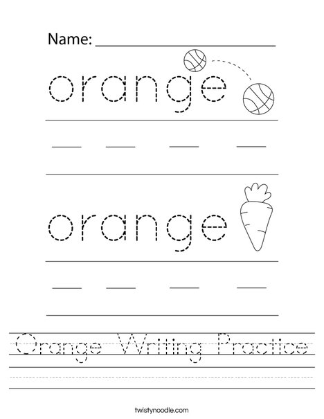 Orange Writing Practice Worksheet