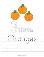 Oranges Handwriting Sheet