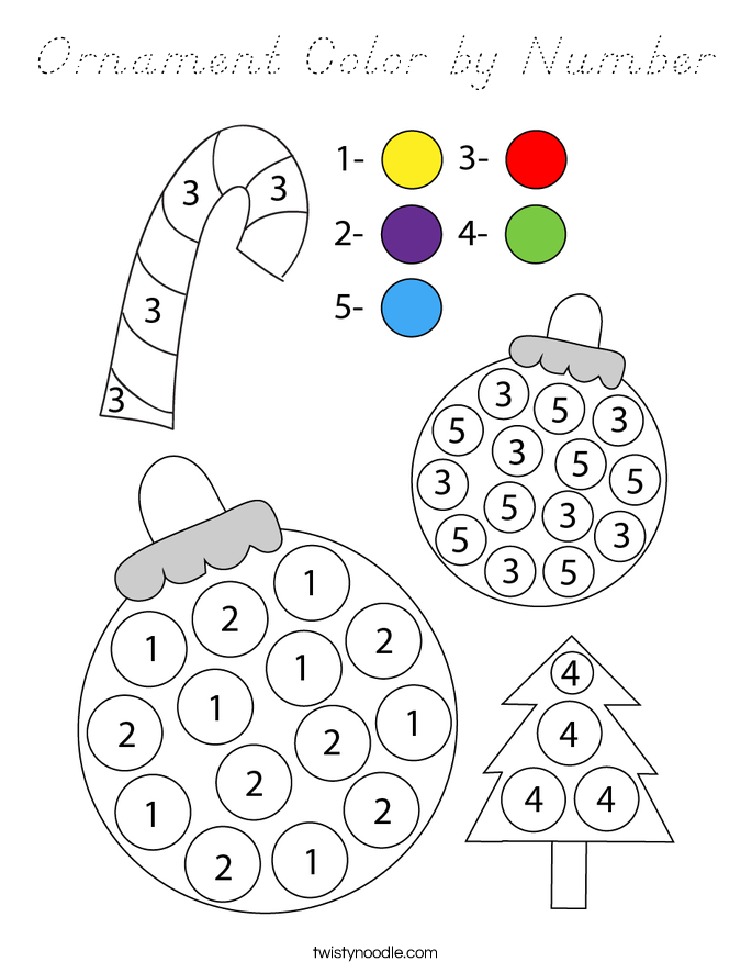 Ornament Color by Number Coloring Page