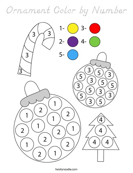 Ornament Color by Number Coloring Page