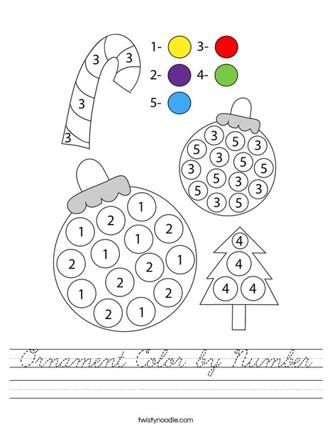 Ornament Color by Number Worksheet