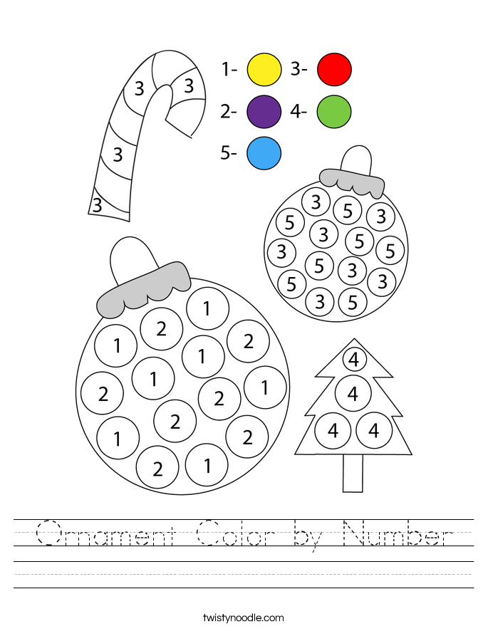 Ornament Color by Number Worksheet