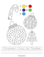Ornament Color by Number Handwriting Sheet