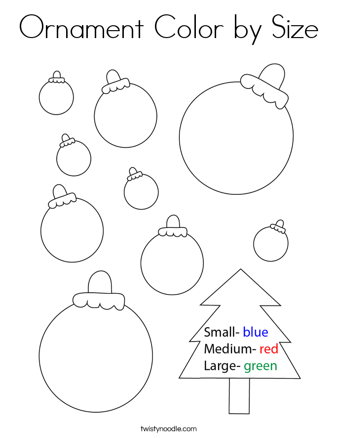 Ornament Color by Size Coloring Page
