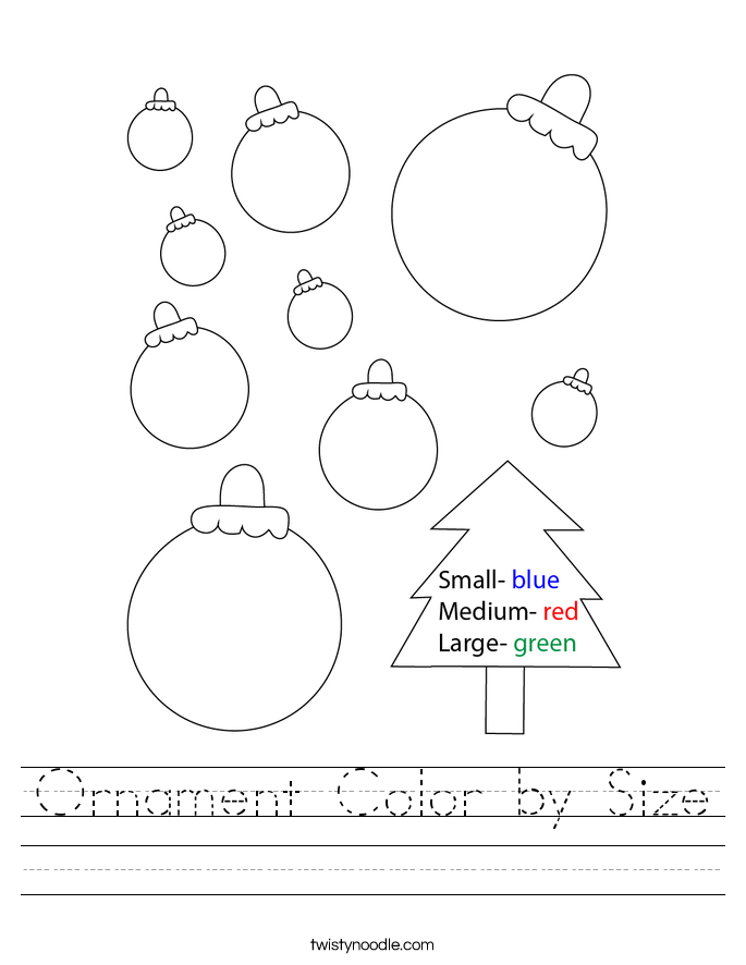 Ornament Color by Size Worksheet