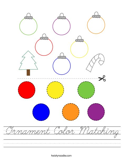 Ornament Color Matching Worksheet