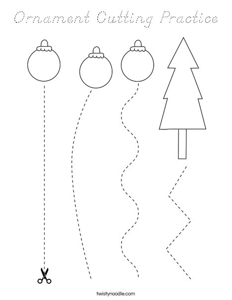 Ornament Cutting Practice Coloring Page