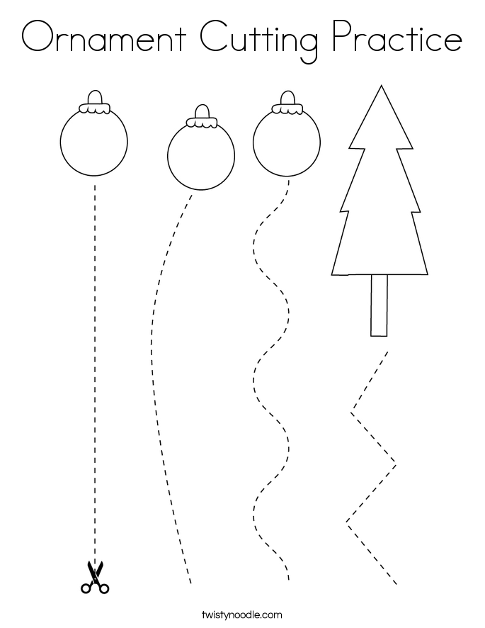Ornament Cutting Practice Coloring Page