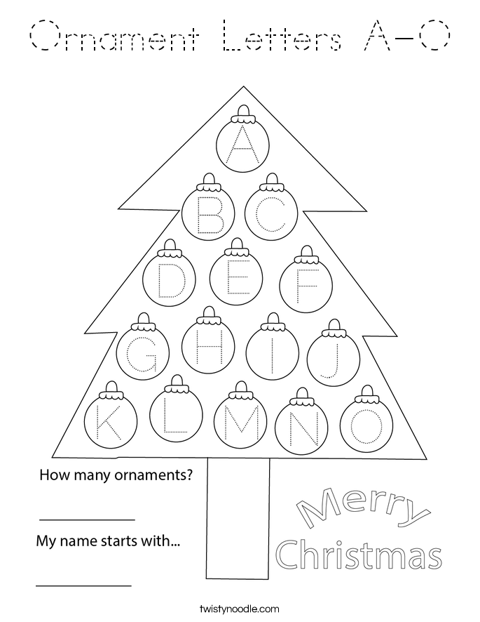 Ornament Letters A-O Coloring Page