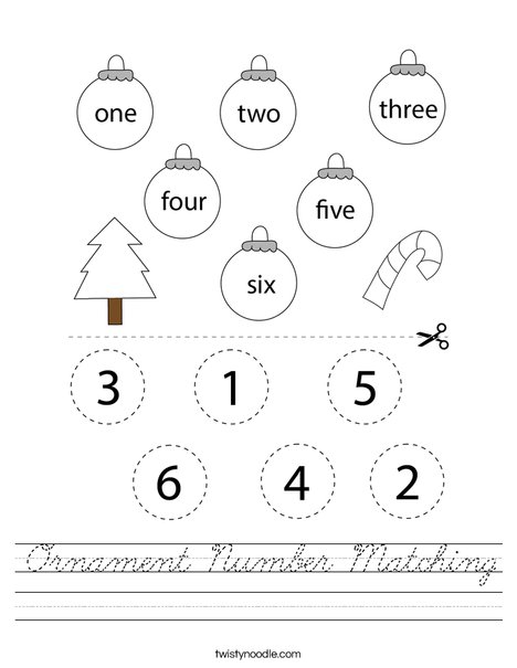 Ornament Number Matching Worksheet