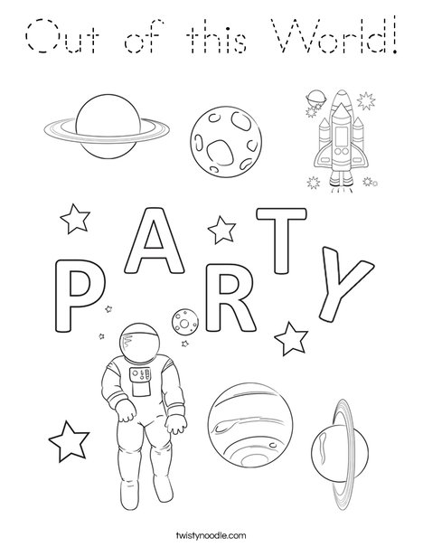 Out of this world party Coloring Page