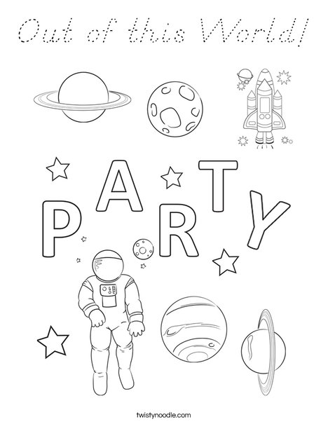 Out of this world party Coloring Page