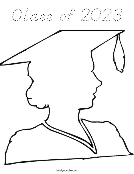 Outline of a Girl Graduate Coloring Page