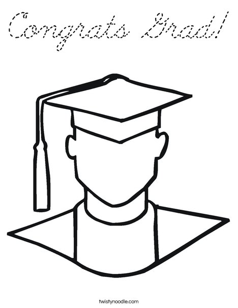 Outline of Boy Graduate Coloring Page