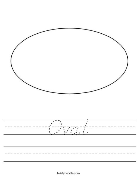 Oval Worksheet - D'Nealian - Twisty Noodle