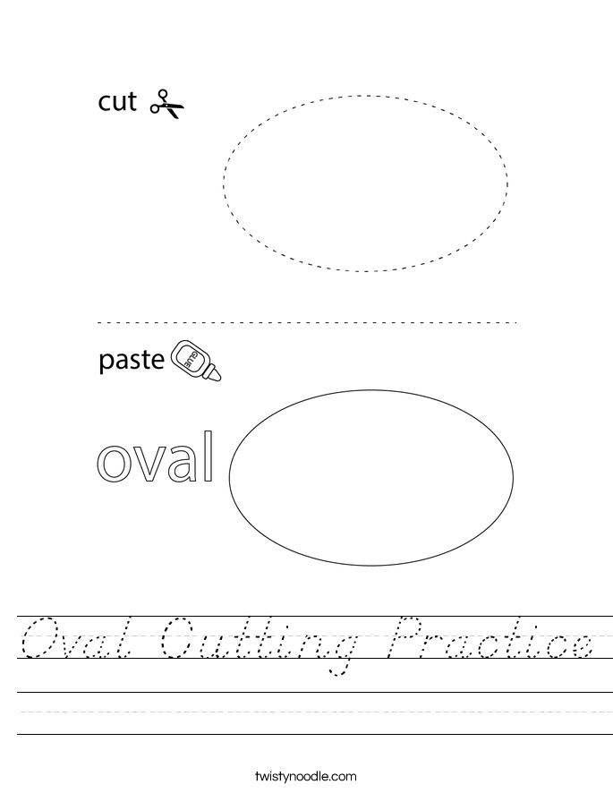 Oval Cutting Practice Worksheet