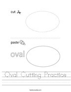 Oval Cutting Practice Handwriting Sheet
