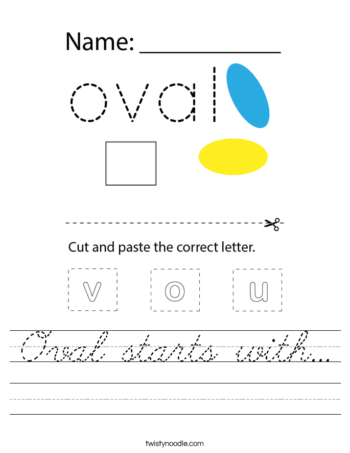 Oval starts with... Worksheet